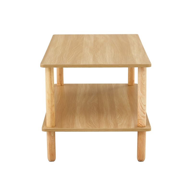 COWLOWN Natural Color Rectangular Center Table with Open Storage Shelf for Living Room Furniture Stable and Durable,Easy Assembly