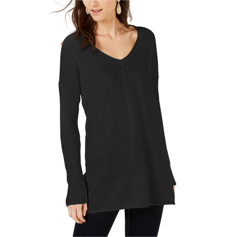 I.N.C International Concepts Womens Center Seam Tunic Sweater, black, X-Small
