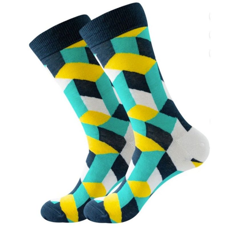 Colorful Cube Pattern Socks from the Sock Panda (Men's Sizes, Adult Large)