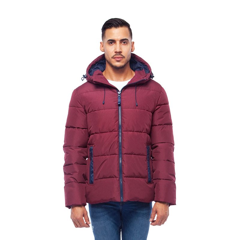 Rokka&Rolla Men's Heavy Winter Coat Thermal Heat Puffer Jacket-Burgunday, size Small