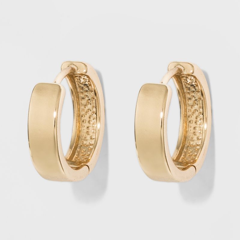 Medium Huggie Hoop Earrings - A New Day™ Gold: Clip-In Clasp, Brass, Nickel-Free, 0.59" Diameter, Single Pair