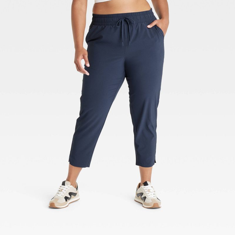 Women's Active Light High-Rise Taper Pants - All In Motion™ Navy Blue XS: Moisture Wicking, Quick Dry, 4-Way Stretch, UPF 50+