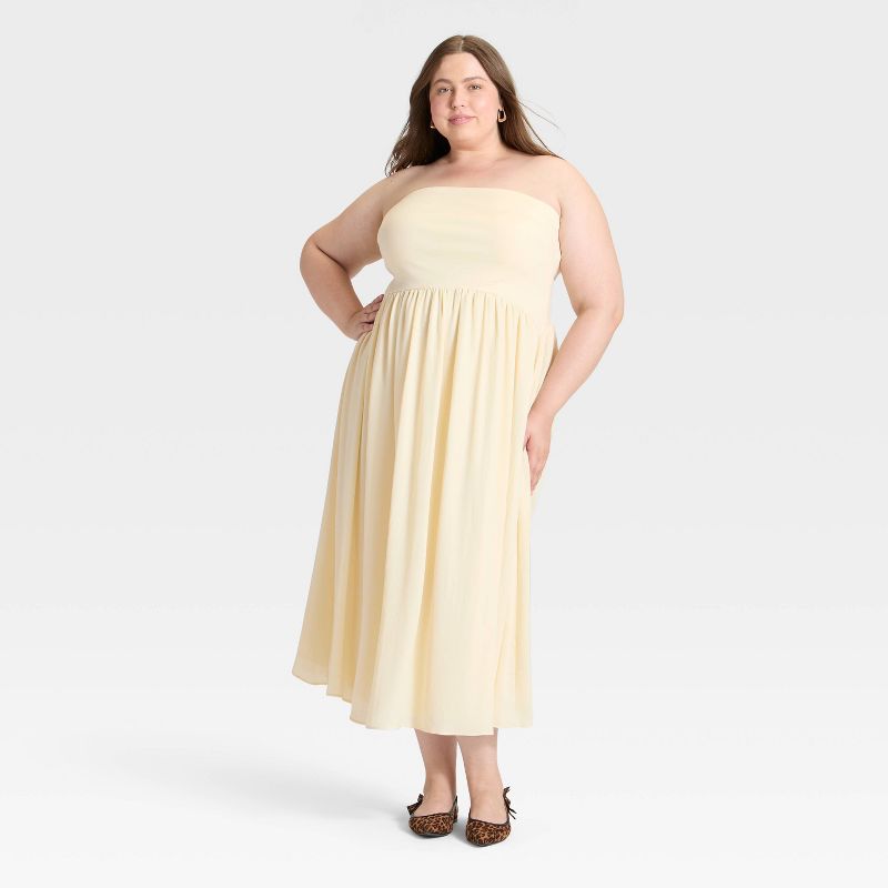Women's Strapless Maxi Dress - A New Day™ Cream 1X