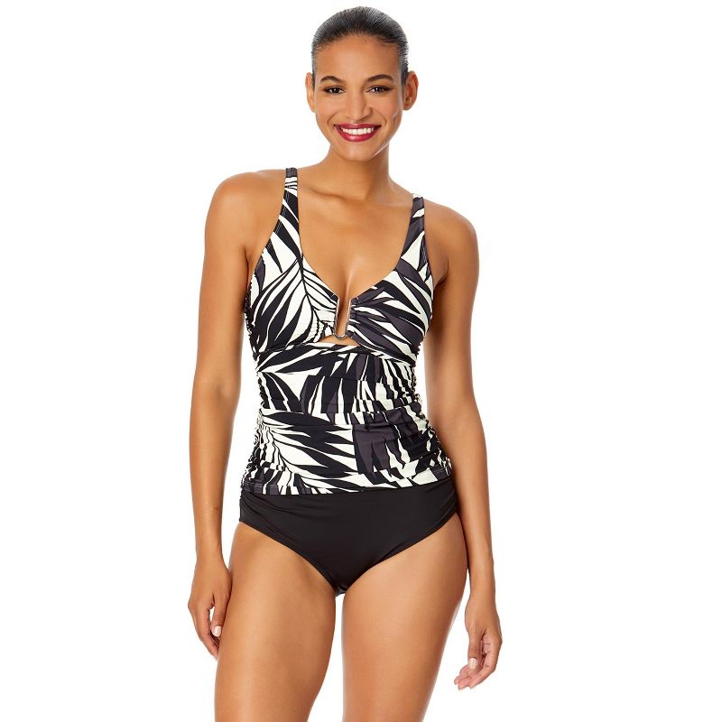 Women's Palm Chic Ring Front Tankini Swim Top-Palm Chic-XS