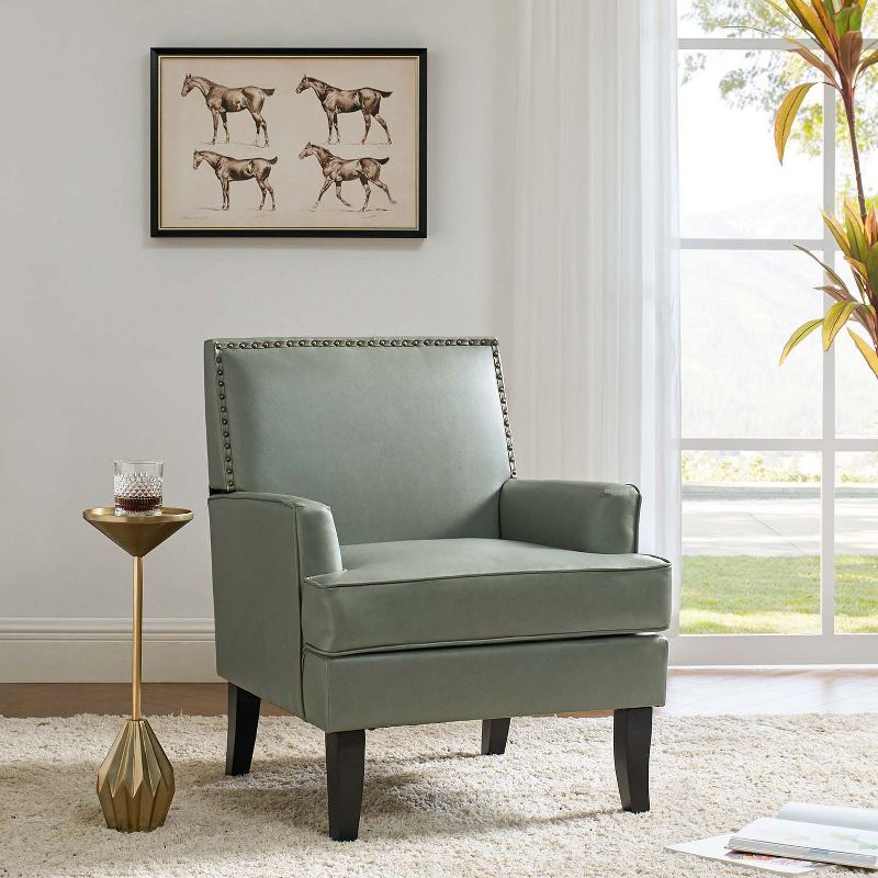 Wooden Upholstered Accent Chair Celadon Armchair| ART OF LIVING DESIGNS-SAGE