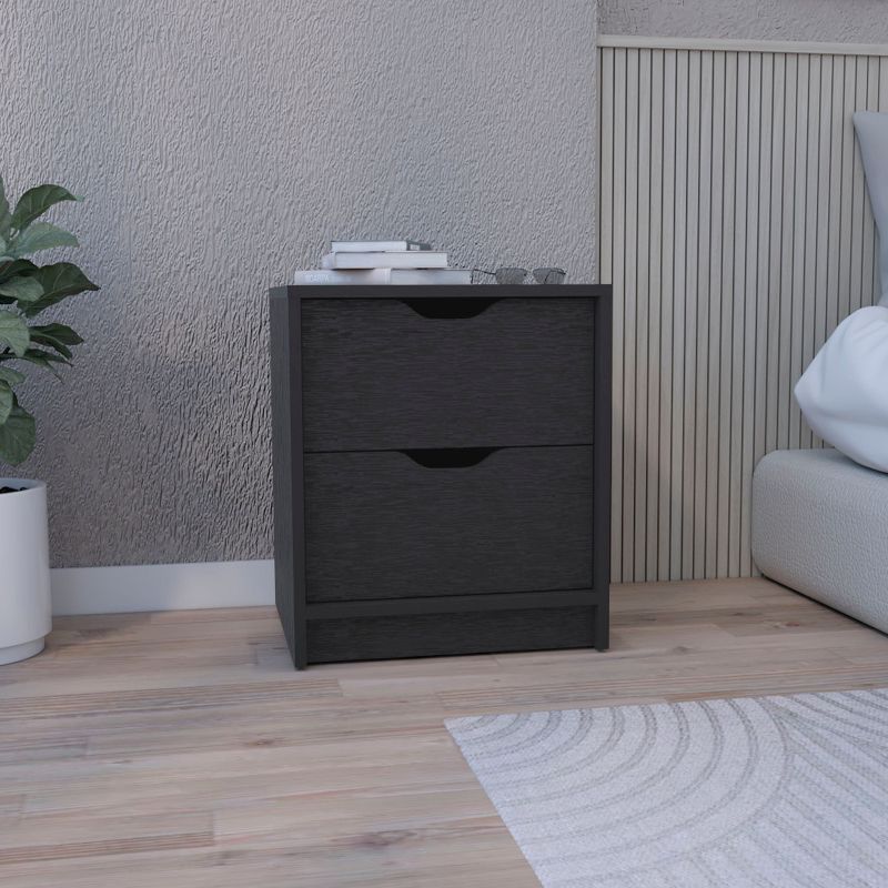 Kumasinova Modern Night Stand with Drawers,18.9" Bedside Table with Spacious Storage,Wooden Nightstand for Bedroom,Bedroom Furniture,Black