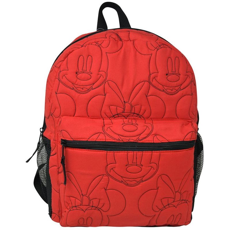 Disney Minnie Mouse 16" Backpack Red Quilted Minnie Head Embroidered for Girls