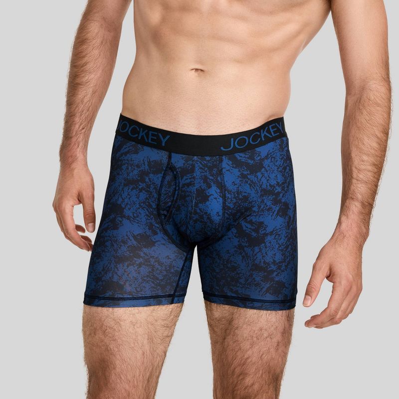 Jockey Generation™ Men's 3pk Microfiber Boxer Briefs - Blue/Gray L: Lightweight Knit, Mid Rise, Pull-On