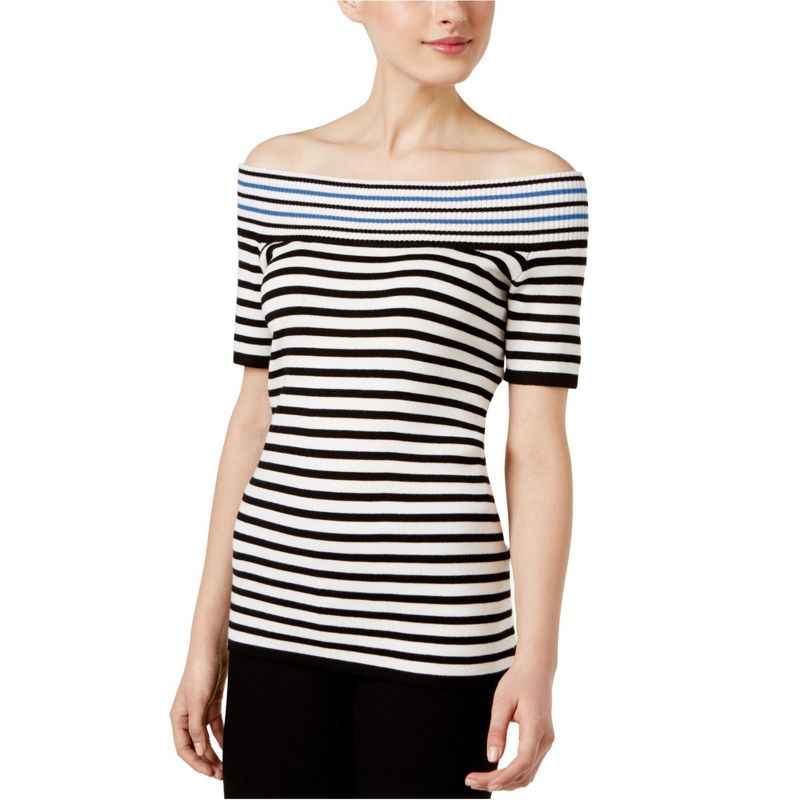 NY Collection Womens Striped Knit Sweater, shndy, Medium