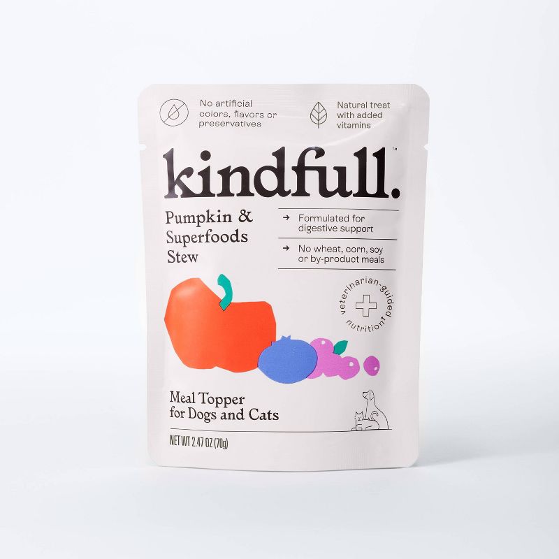Pumpkin and Superfood Flavor Puree Pouch Dog Treat - 2.47oz - Kindfull™