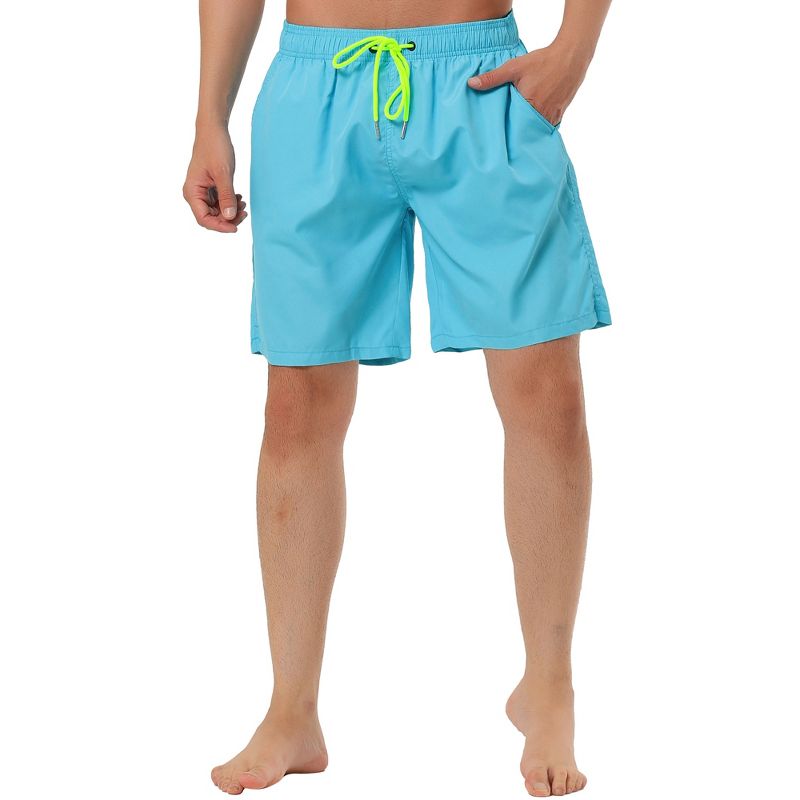 TATT 21 Men's Summer Casual Beach Elastic Waistband Surfing Mesh Lining Board Shorts Light Blue 38