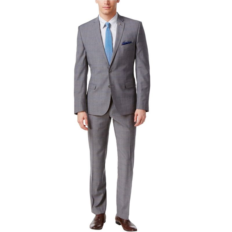 Nick Graham Mens Stretch Two Button Blazer Jacket, greyplaid, 36 Short