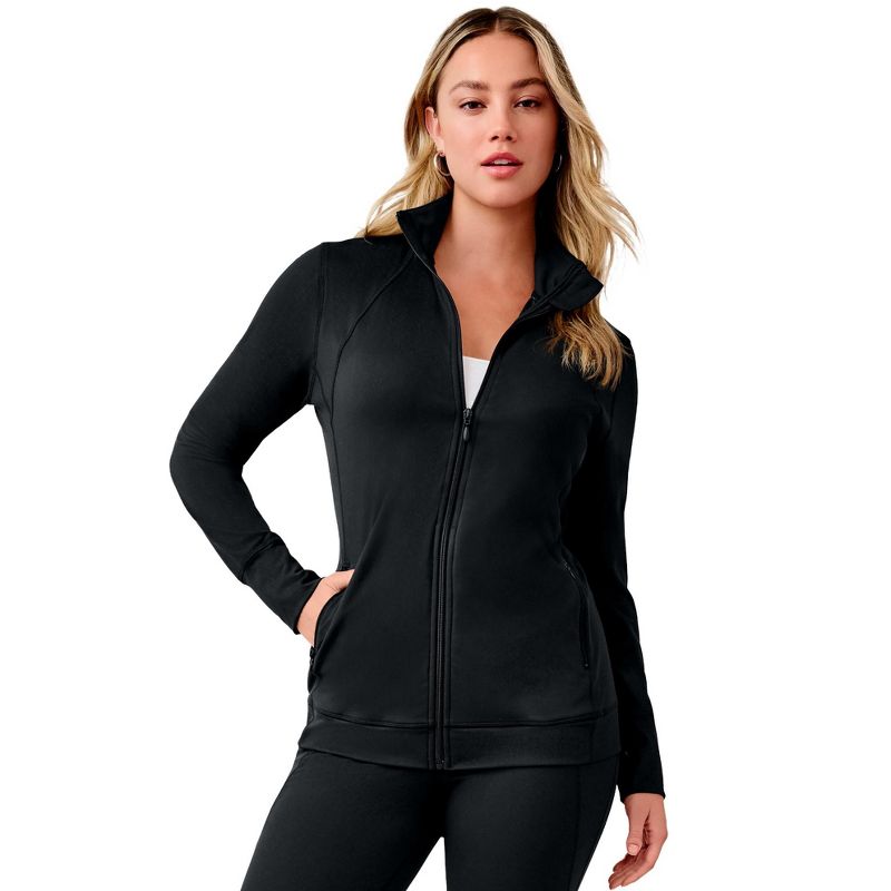 Roaman's Soft Sculpt Full-Zip Athletic Jacket - 10/12, Black