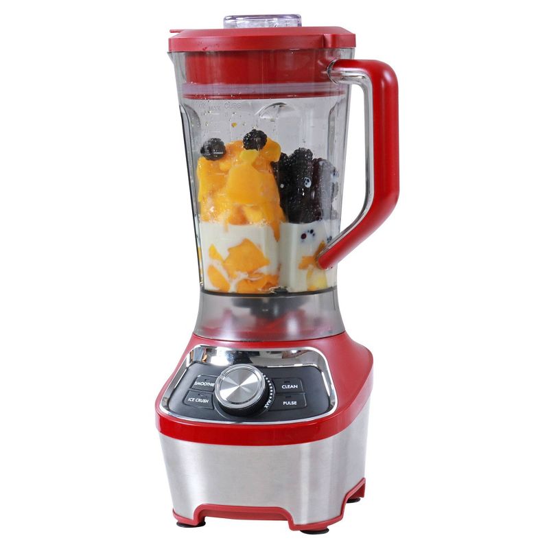 Kenmore 64 oz Stand Blender 1200W Smoothie and Ice Crush Modes Red: 16 Speeds, Stainless Steel Blades, Dishwasher-Safe