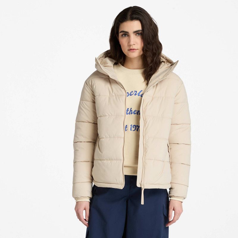 Timberland Women's Water-Repellent Puffer Jacket, Beige, Large