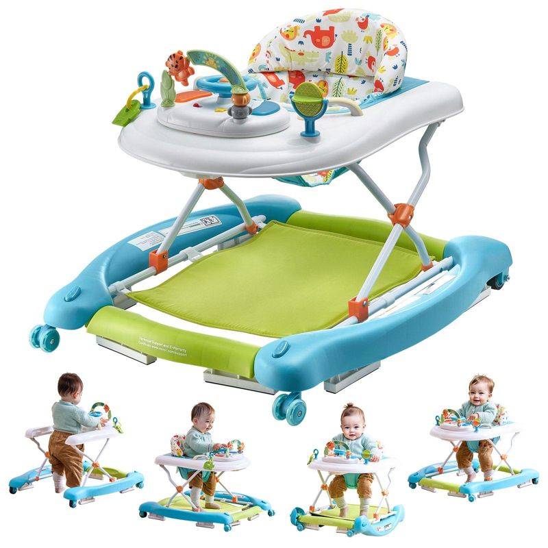 4-in-1 Foldable Baby Walker with Music, Toys & Adjustable Height for Toddlers 6–24 Months