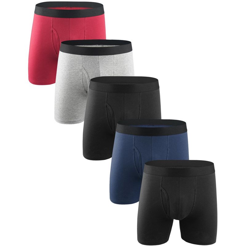 INSPIRE CHIC Men's Classic Stretch Underwear Boxer Briefs Multipacks 34 2 Black 1 Gray 1 Blue 1 Red