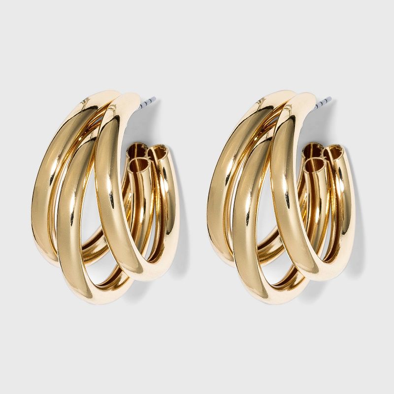Multi Tube Hoop Earrings - A New Day™ Gold: Nickel-Free Metal, Post Closure
