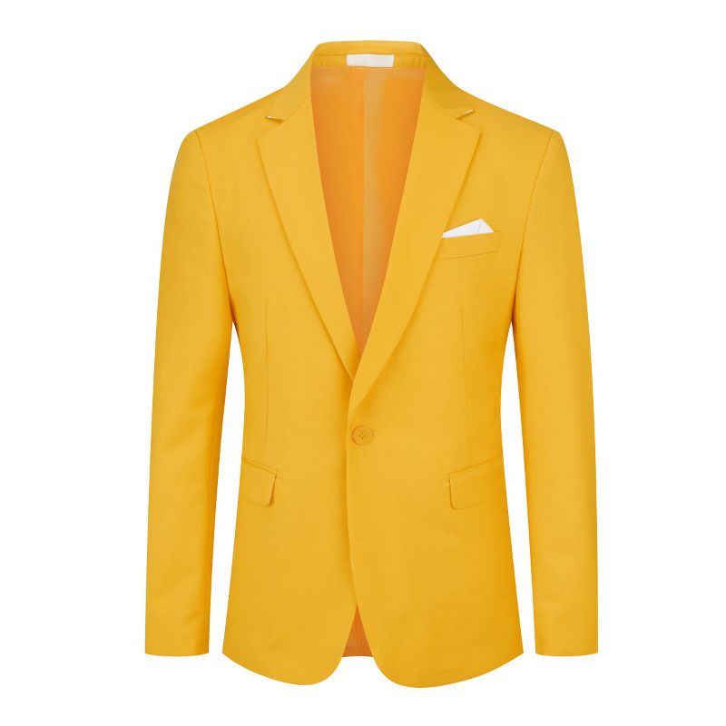 Cloudstyle Men's Suit Jacket One Button Slim Fit Sport Coat Daily Black Blazer Saffronyellow XXX Large