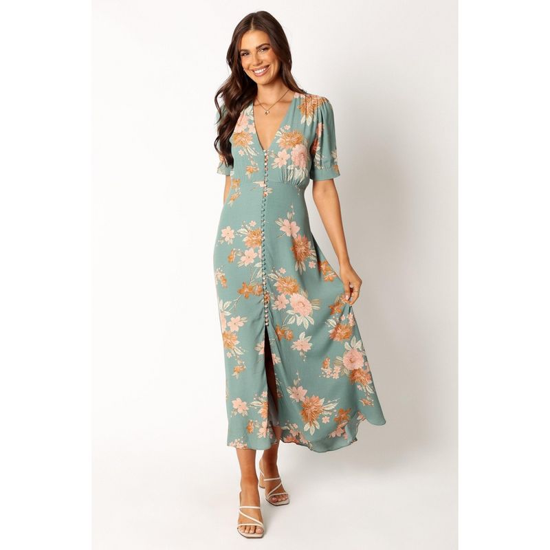 Petal and Pup Frampton Midi Dress - Blue Floral L