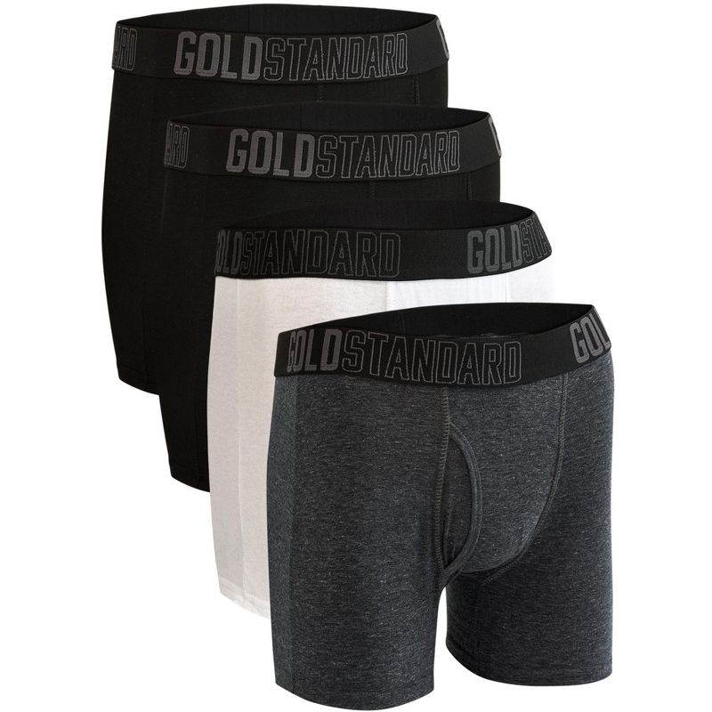 Gold Standard 4-Pack Mens Soft Cotton Boxer Briefs Premium Stretch White XL