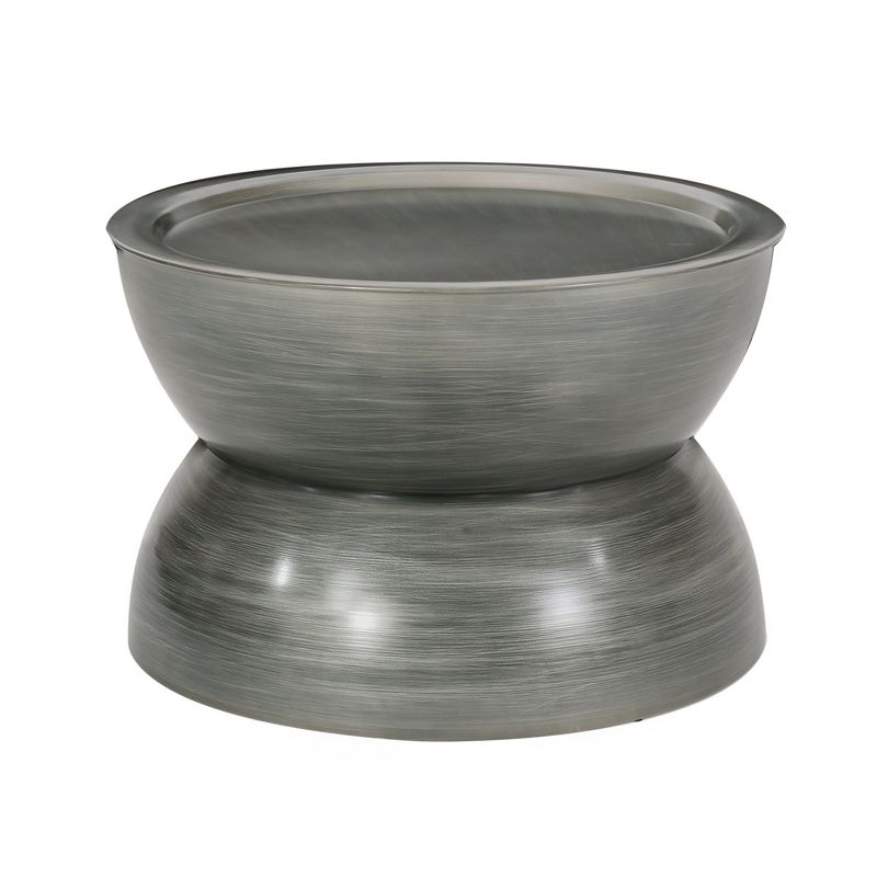 XINGHANZHENXUAN Sliver Metal Coffee Table, Round Hourglass Accent Table, No Assembly Required, Modern Minimalist Living Room Furniture