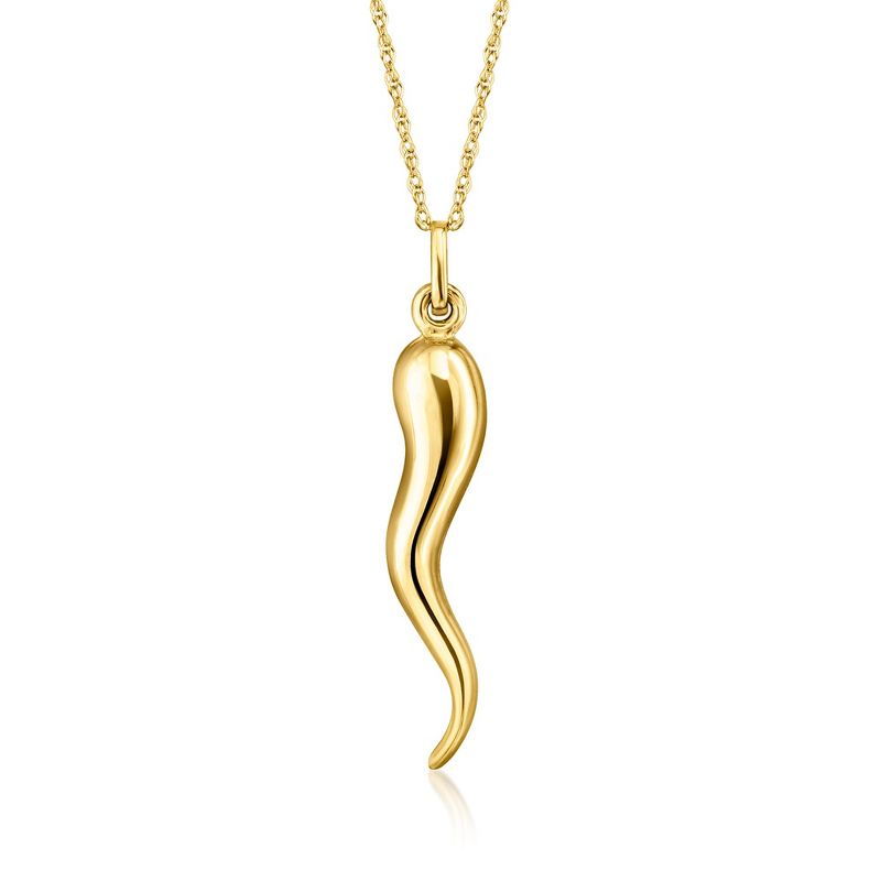 Ross-Simons 14kt Yellow Gold Italian Horn Pendant Necklace Size 18