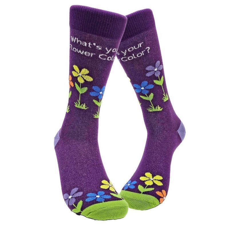 What's Your Flower Color Socks from the Sock Panda - Men's Sizes, Adult Large (Men's Shoe 8-12) - Walk to End Alzheimer's