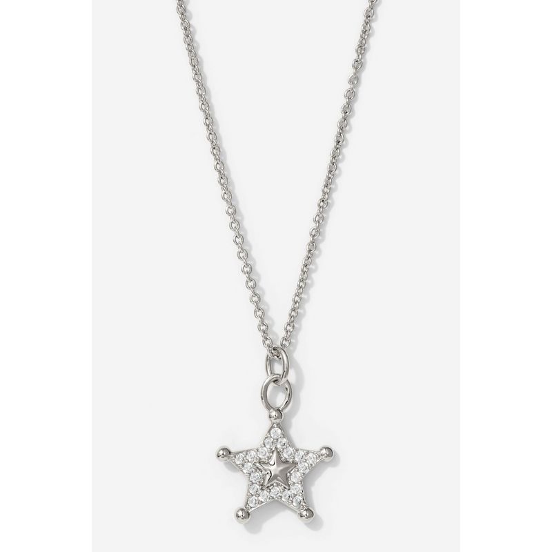 RIDE OR DIE STAR PENDANT NECKLACE Rhodium One Size