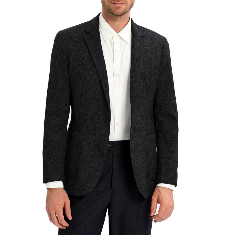 Men's Sport Coats & Blazers Linen Suit Jacket Casual Blazer for Men One Button black_S EliteSpirit