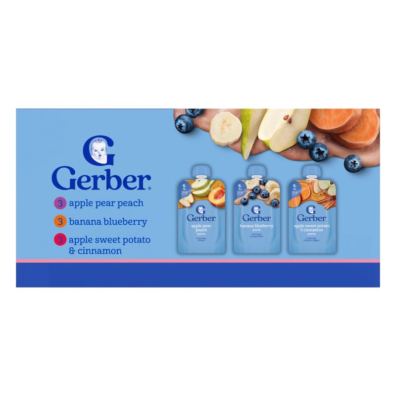Gerber Non-GMO Baby Food Fruit & Veggie Favorites Toddler Food Pouch Variety Pack - 3.5oz/9pk​