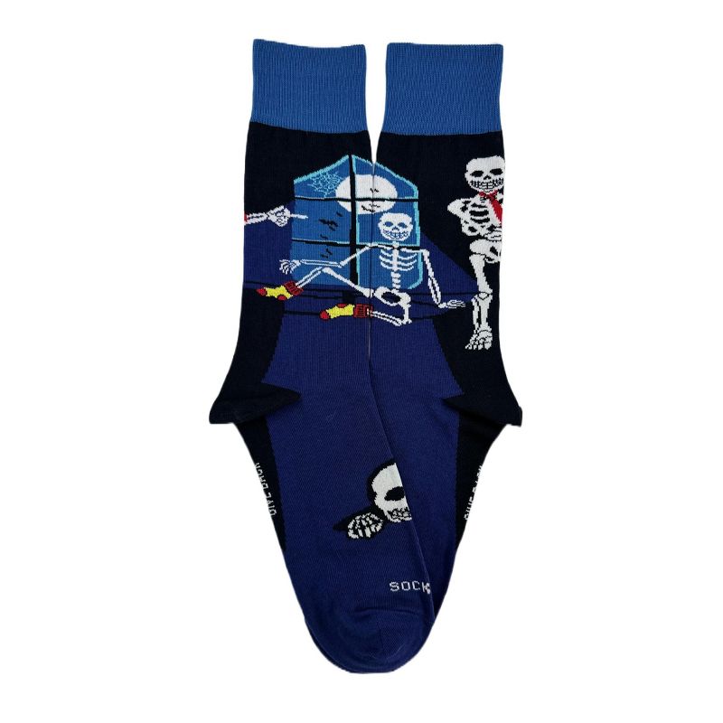 Skeleton by the Window Socks (Men's Sizes, Adult Large) from the Sock Panda - Great for Halloween