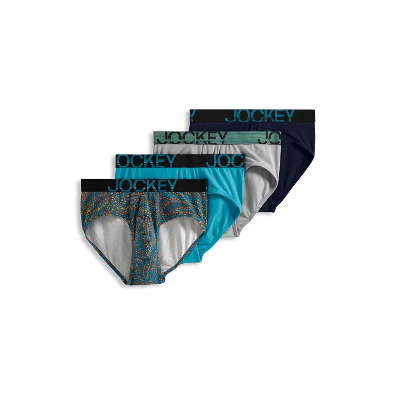 Jockey Men's ActiveStretch Brief - 4 Pack L Teal Plumes
