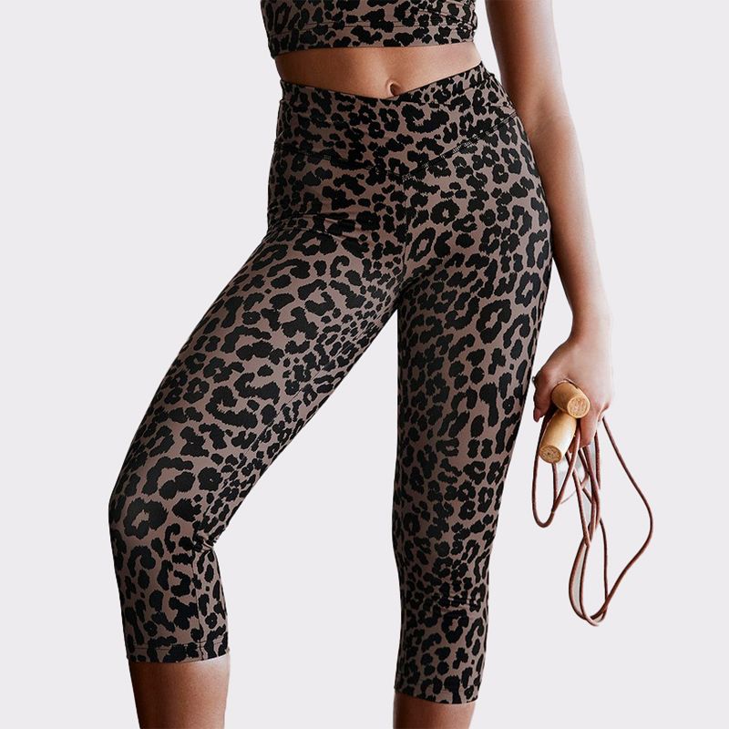 Women's Cropped Leopard Cheetah Leggings - LASCANA - Brown Leopard Leopard Spot 12/14
