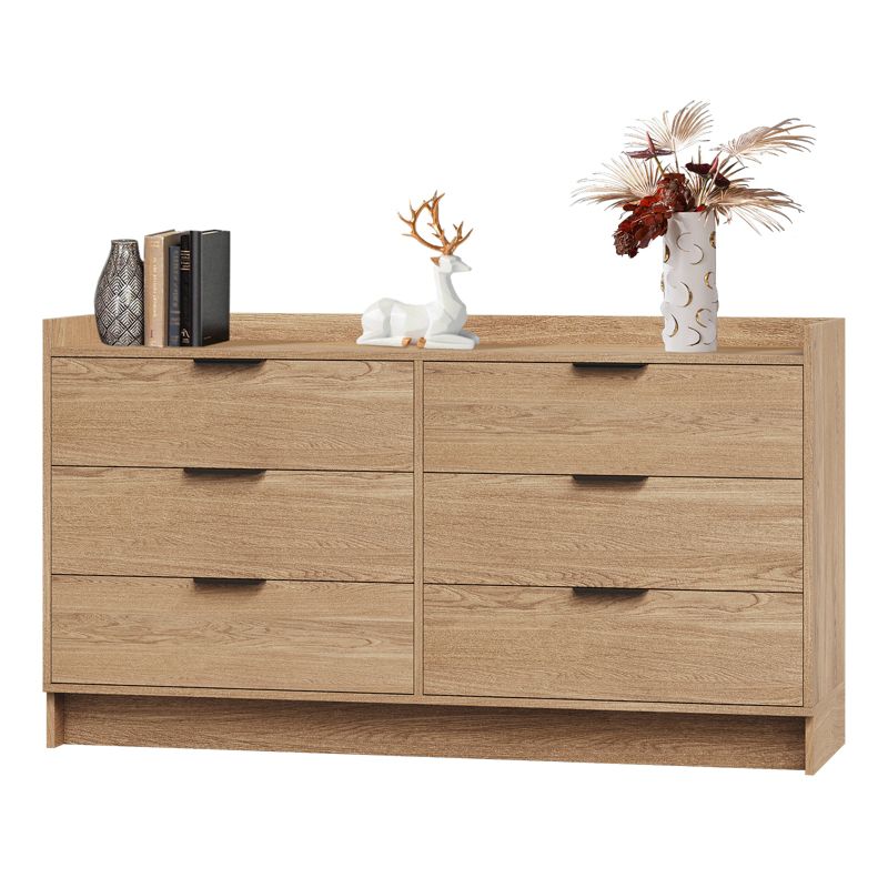 6 Drawer Dresser for Bedroom, 52.5" Modern Wooden Chest of Drawers, Closet Organizer & TV Stand for Living Room, Hallway and Bedroom Furniture