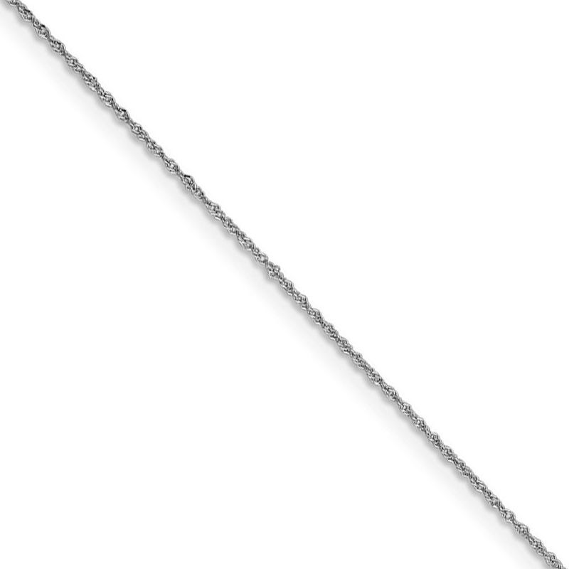 Black Bow Jewelry 0.8mm 14k White Gold Diamond Cut Singapore Chain Necklace, 18 Inch