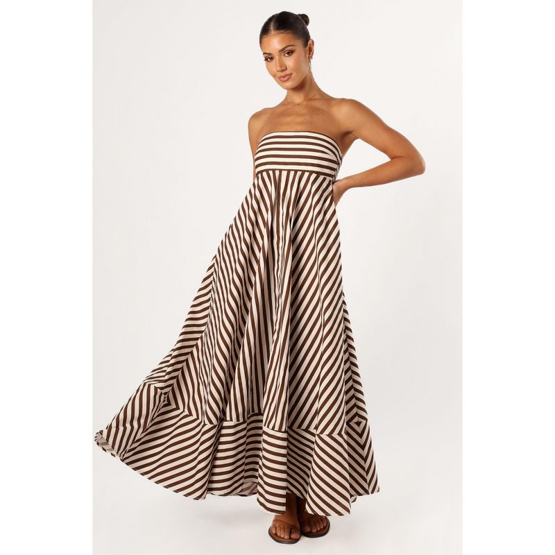 Petal and Pup Bowie Strapless Maxi Dress - Chocolate S