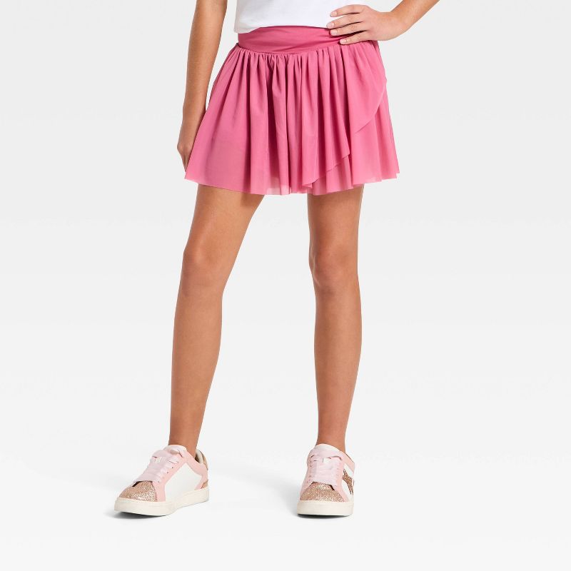 Girls' Mesh Pleated Skort - All In Motion™ Dark Pink XXL