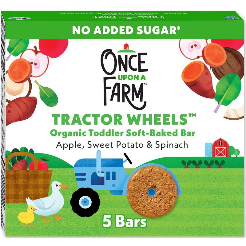 Once Upon a Farm Tractor Wheels Apple Sweet Potato & Spinach Baby Snacks - 3.35oz