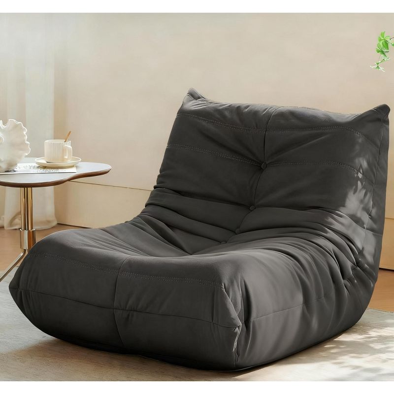 Racxily Luxury Accent Chair Button-Tufted Detail Gray Microfiber Comfy Chair Living Room Furniture 1pc, Gray