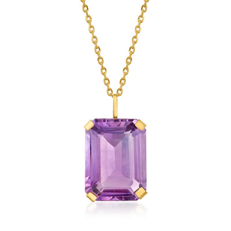 Ross-Simons 10.00 Carat Amethyst Pendant Necklace in 14kt Yellow Gold Size 18