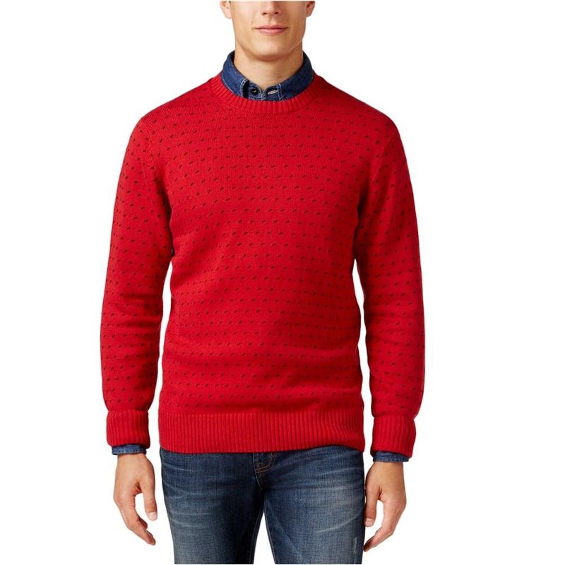 Weatherproof Mens Vintage Dotted Pullover Sweater, tartanred, XX-Large