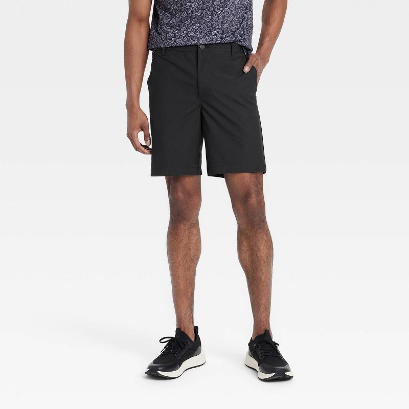 Men's 8" Golf Shorts - All In Motion™ Black 36: Moisture Wicking, Quick Dry, Zippered Pocket