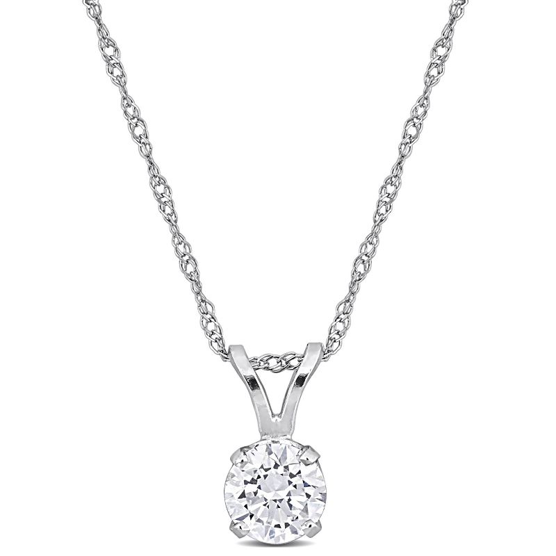 CREATED FOREVER | 14K White Gold 1/2 CT TW Lab Grown Diamond Solitaire Pendant With Chain