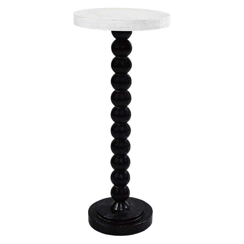 COZAYH Small Pedestal Round End Table, Living Room Furniture, Black and White