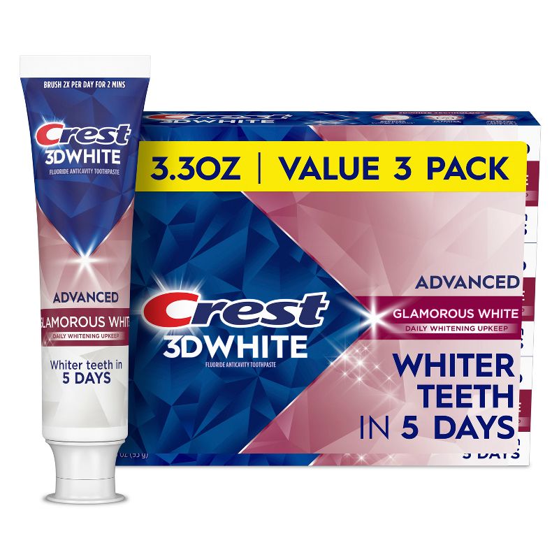 Crest 3D White Advanced Glamorous Teeth Whitening Toothpaste - 3.3oz/3pk