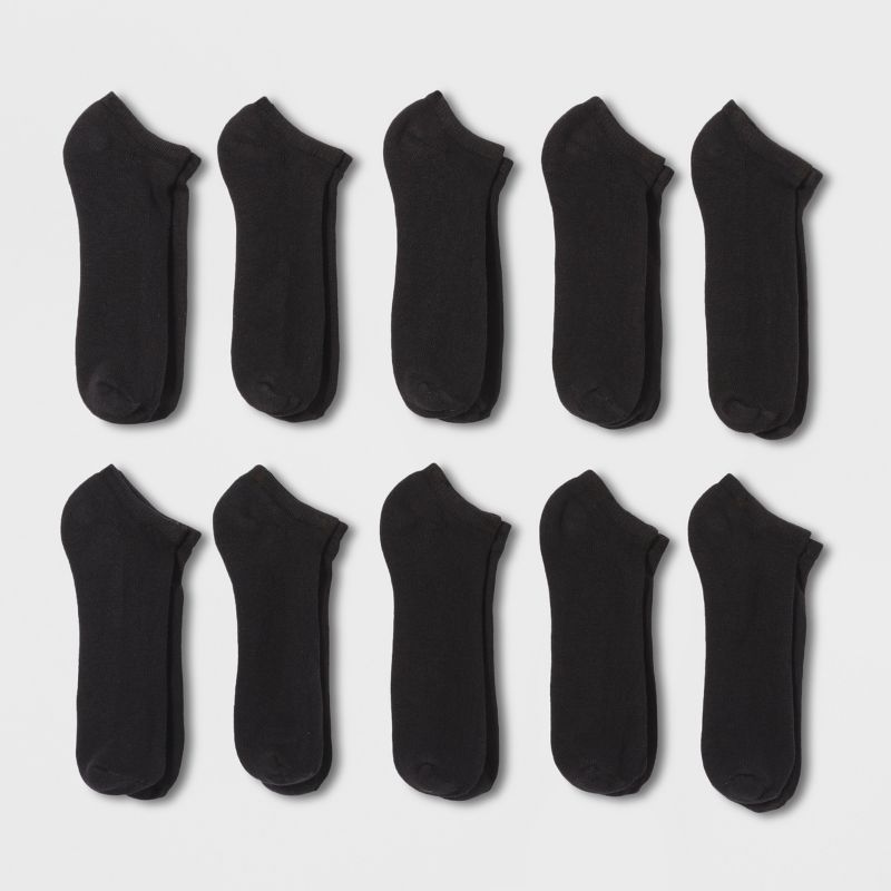 Men's No Show Socks 10pk - Goodfellow & Co™ Black 6-12: Reinforced Heel & Toe, Lightweight Knit
