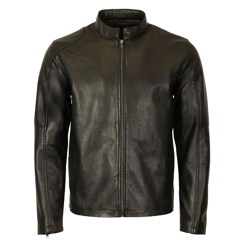 Gioberti Men's Sheepskin Classic Style Leather Jacket, Black, L