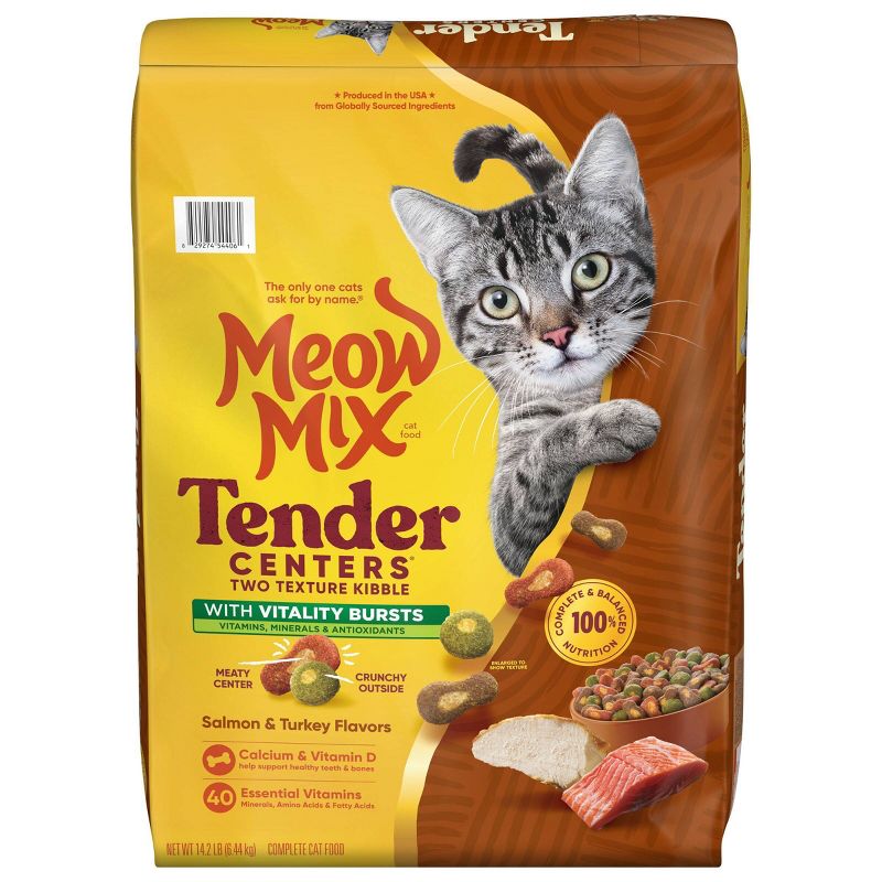 Meow Mix Tender Centers Salmon and Turkey Flavor Dry Cat Food - 14.2lbs