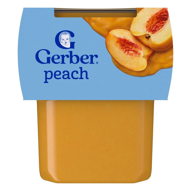 Gerber Non-GMO Baby Food Stage 2 Peach Puree Tub - 2ct/4oz Each